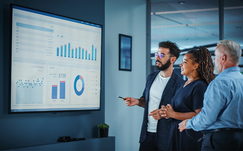 Business meeting viewing figures