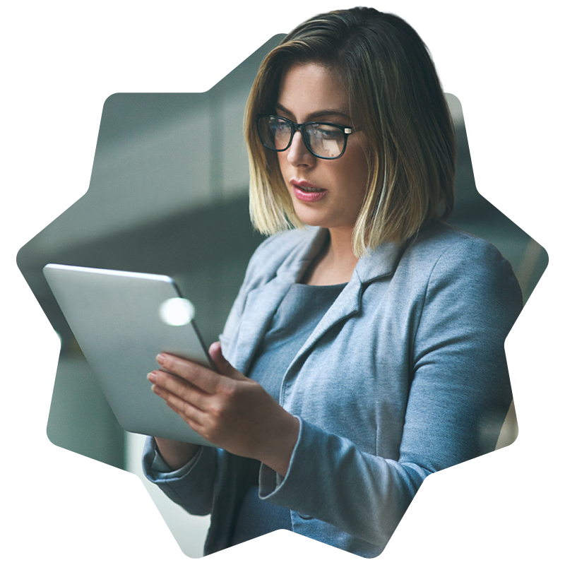 Woman working on tablet